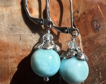 Larimar Blue Topaz Earrings