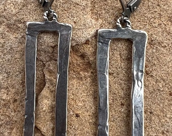 Artisan Rectangular Earrings Sterling Silver Design