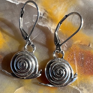 Artisan Sterling Snail Charm Dangle Earrings