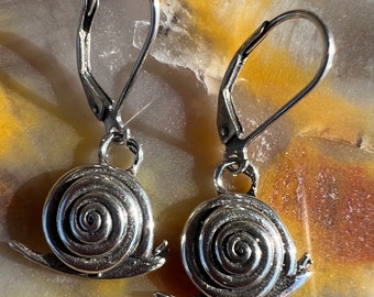 Artisan Sterling Snail Charm Dangle Earrings