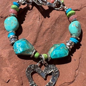 Peruvian Opal Bracelet Gaspeite Sleeping Beauty Number 8 Turquoise Artisan Sterling Silver Bracelet. image 10