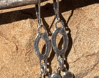 Heart Link Earrings Artisan Sterling Silver Dangle Earrings.