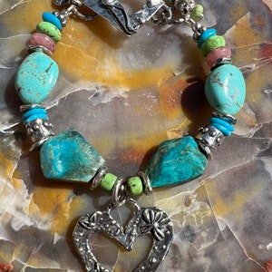 Peruvian Opal Bracelet Gaspeite Sleeping Beauty Number 8 Turquoise Artisan Sterling Silver Bracelet. image 2