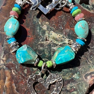 Peruvian Opal Bracelet Gaspeite Sleeping Beauty Number 8 Turquoise Artisan Sterling Silver Bracelet. image 9
