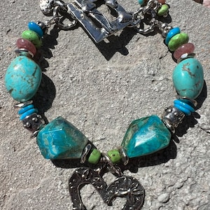 Peruvian Opal Bracelet Gaspeite Sleeping Beauty Number 8 Turquoise Artisan Sterling Silver Bracelet. image 4