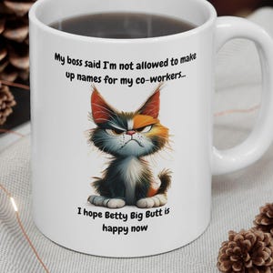 Silly Cat Coffee Mug: Inappropriate Humor Gift for Coworker