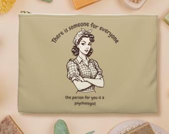Funny Psychologist Makeup Bag, Sarcastic Cosmetic Pouch, Retro Adult Humor Zipper Bag, Funny Therapy Gift for Friends Coworkers