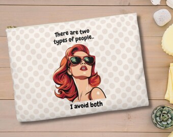 Funny Makeup Bag Gift, Introvert Cosmetic Bag, Sarcastic Gift for Women, Adult Humor Zipper Pouch, Funny Toiletry Bag