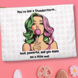 Pop Art Woman Accessory Pouch: Sarcastic Zippered Makeup Bag