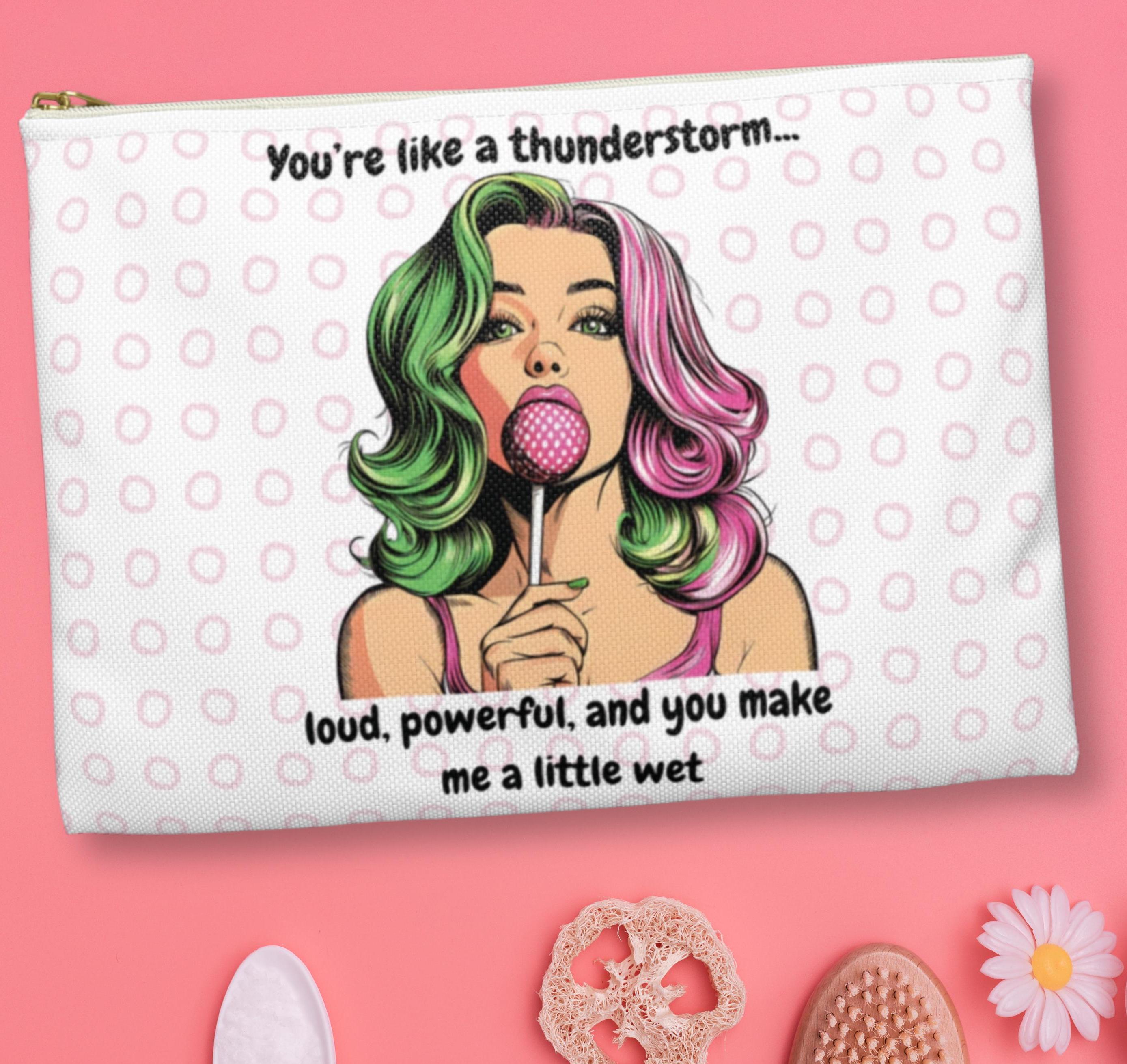 Pop Art Woman Funny Accessory Pouch Zippered Makeup Bag Inappropriate Sarcastic Makeup Bag Naughty Gift for Her Cheeky Pencil Case