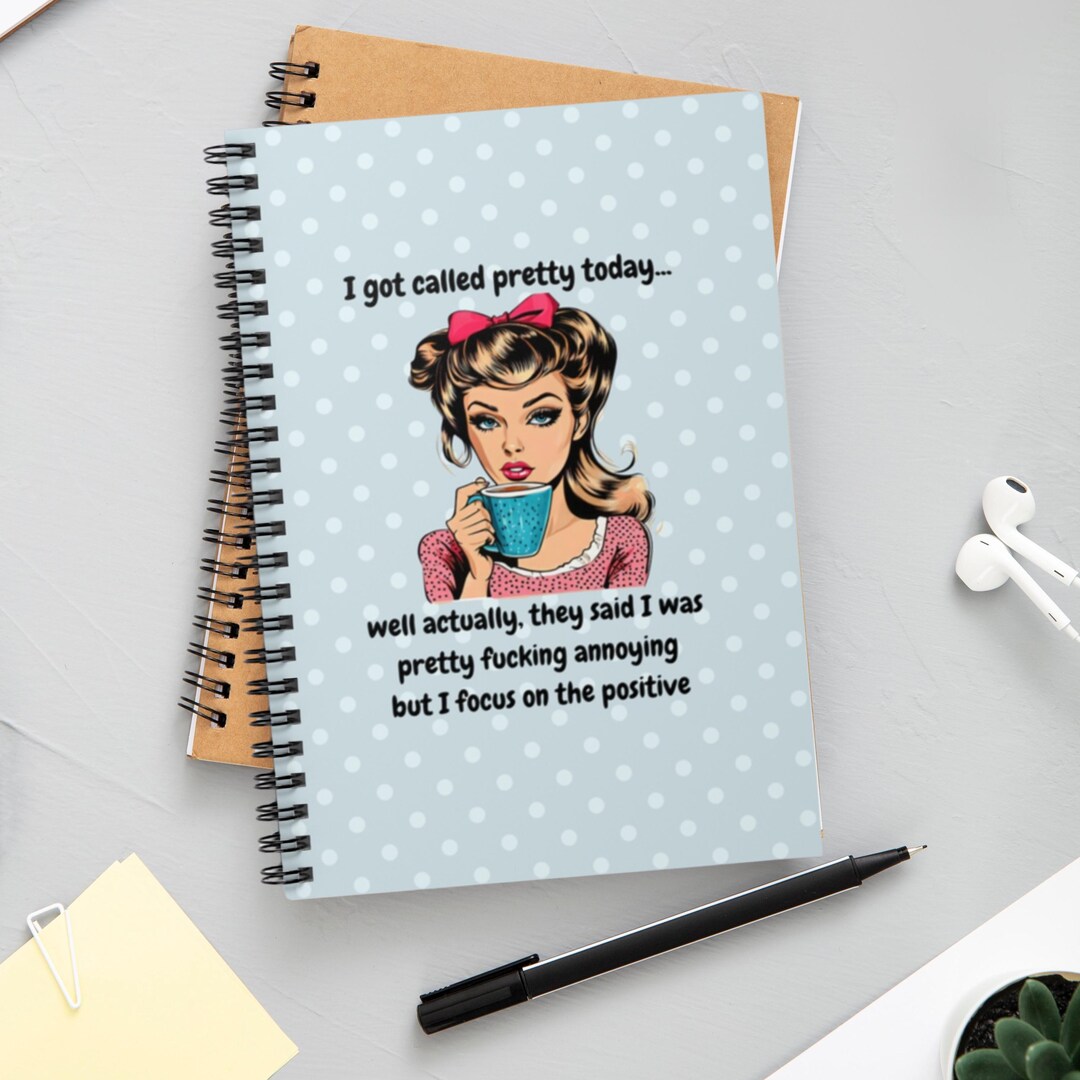 Funny Spiral Notebook Pop Art Woman With Inappropriate Saying Spiral ...