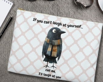 Neceser divertido con forma de cuervo, neceser sarcástico, estuche con cremallera, regalo divertido con forma de pájaro, neceser con humor para adultos.