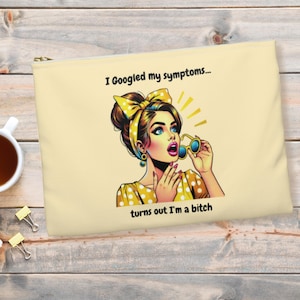 Funny Pop Art Girl Zipper Pouch: Sarcastic Cosmetics Travel Bag