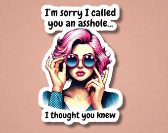 Pop Art Woman Rude Sticker: Sarcastic Inappropriate Quote Decal