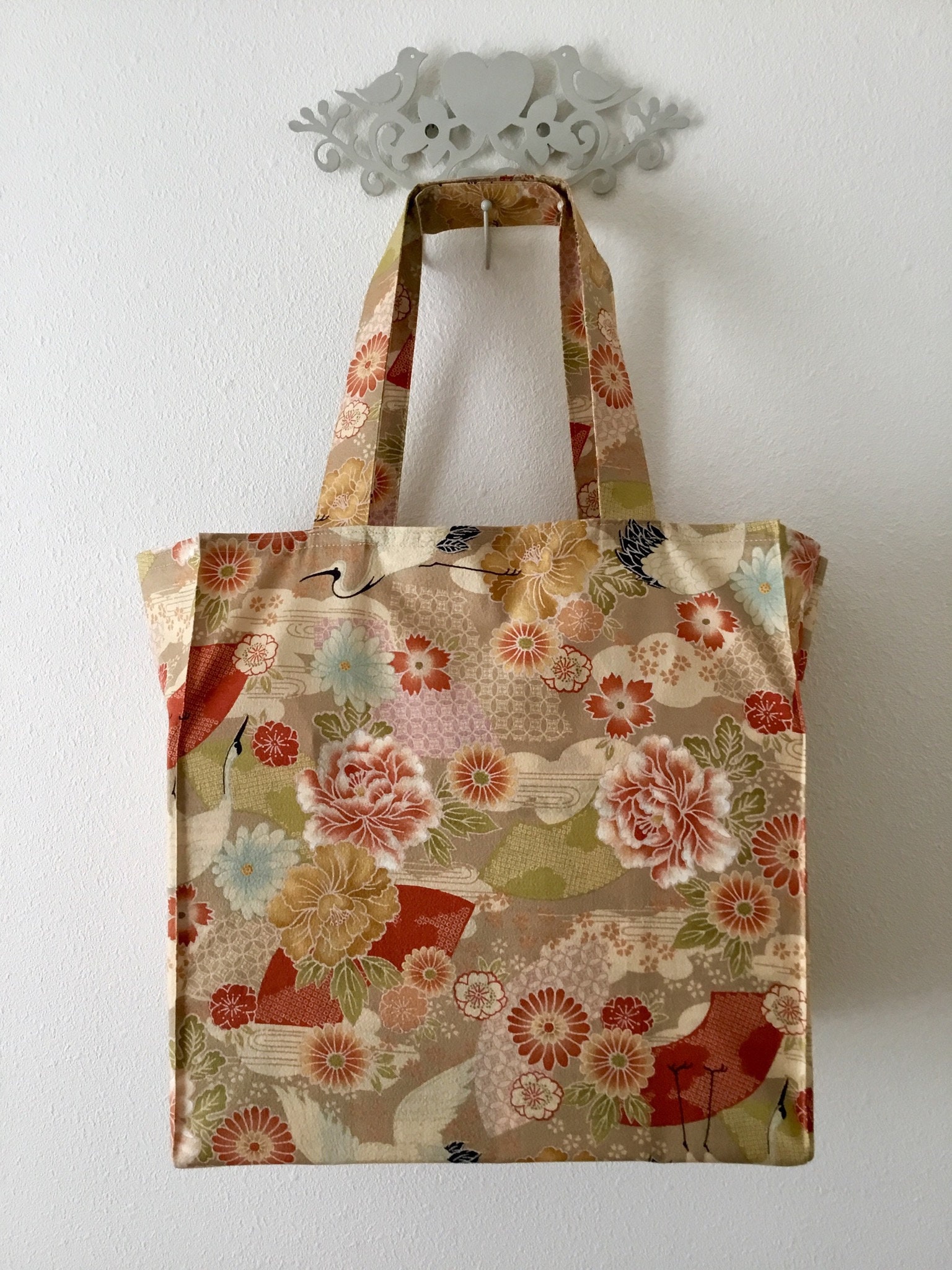 Japanese Tote Bag in Khaki Colors Crane TIGHT 'N' Etsy