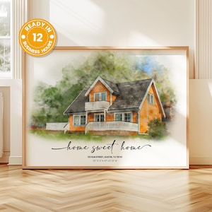 Realtor Closing Gift, Custom House Portrait, Personalized Sketch for Clients, Real Estate Gift | New Home Custom Digital Art, Realtor Gift