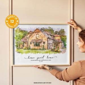 Real Estate Gift, Custom Home Portrait, Realtor Closing Gift, Personalized Gift, New Home Gift Print, Gift for Client, Fast Download