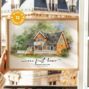 Our First Home Print, Homeowners Gift, Custom House Portrait, Digital Download, First Home Gift, Housewarming Gift, Watercolor Sketch