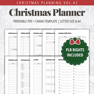 Planificador navideño imprimible en PDF / Lista navideña / Planificador de repostería navideña / Plantillas navideñas editables Canva PLR / Cuenta regresiva navideña