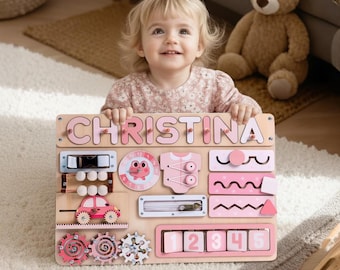 Montessori Board for toddler, Busy Board Toddler, 2 year old gift, 2nd Birthday Gift, Learning toy toddler, educational toy, 3 year old gift