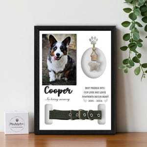 Memorial Pet Collar Sign, Dog Memorial Wood Frame With Collar Holder & Fur Keepsake Jar, Custom Dog Memorial Gifts, Pet Loss Gifts