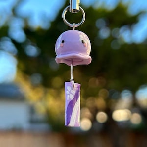 jellyfish japanese wind chime polymer clay phone charm | phone accessory | keychain | clay figurine | handmade gift
