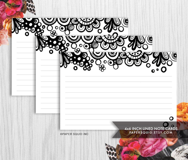 4x6-inch-lined-note-cards-printable-diy-2-designs-black-etsy