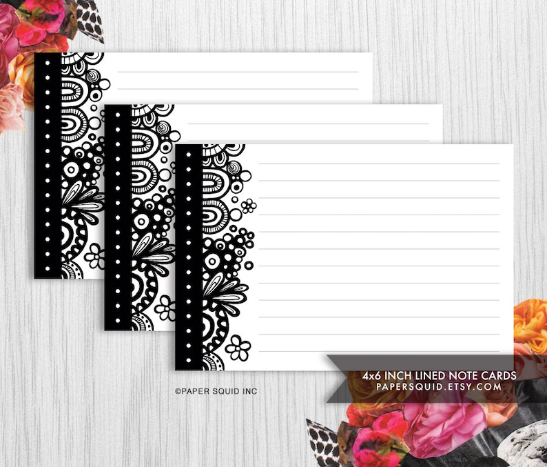 4x6-inch-lined-note-cards-printable-diy-2-designs-black-etsy