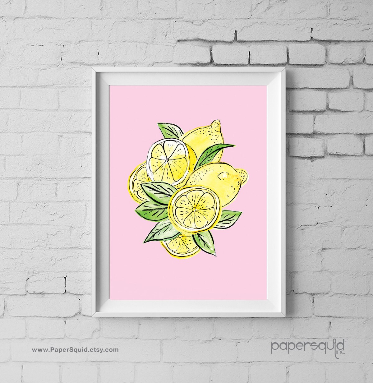 Lemon Art Print 8x10 inches Lemon Illustration Wall Art Pink Etsy