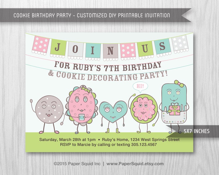 cookie-birthday-party-invitation-cookie-party-invitaiton-etsy