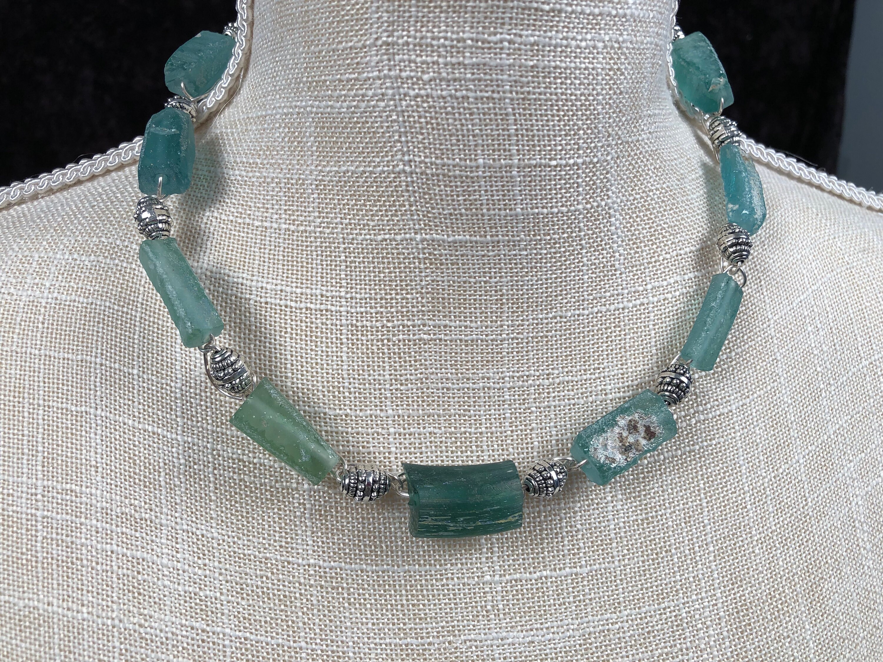 Handmade Ancient Roman Glass Necklace 