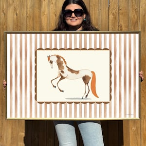 Brown Striped Horse Art Print for Nursery Room Wall Decor for Living Room Horse Wall Art for Bed Room Above Bed Wall Decoration Art Print