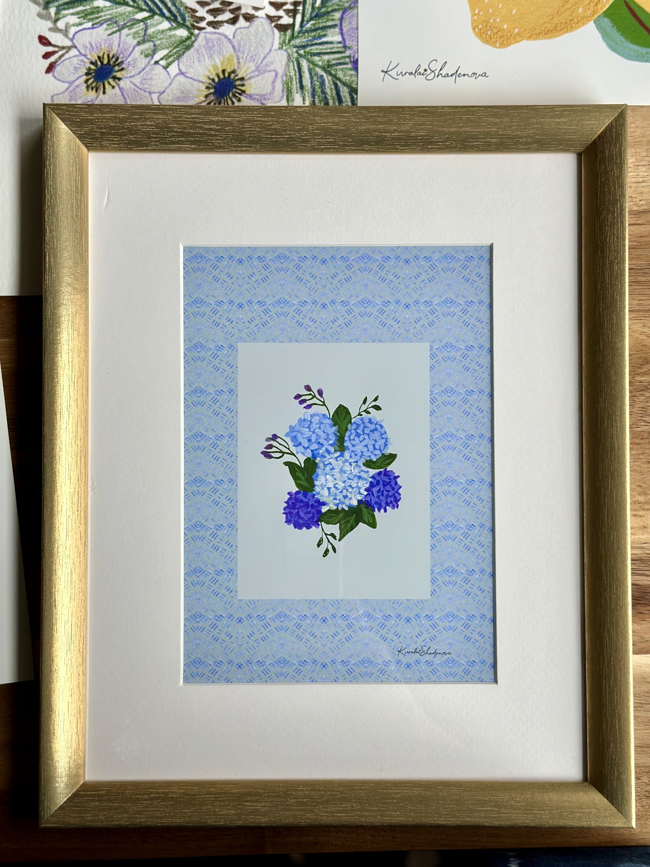 Blue Purple Hydrangea Art Print Floral Interior Decor Unique Wall ...