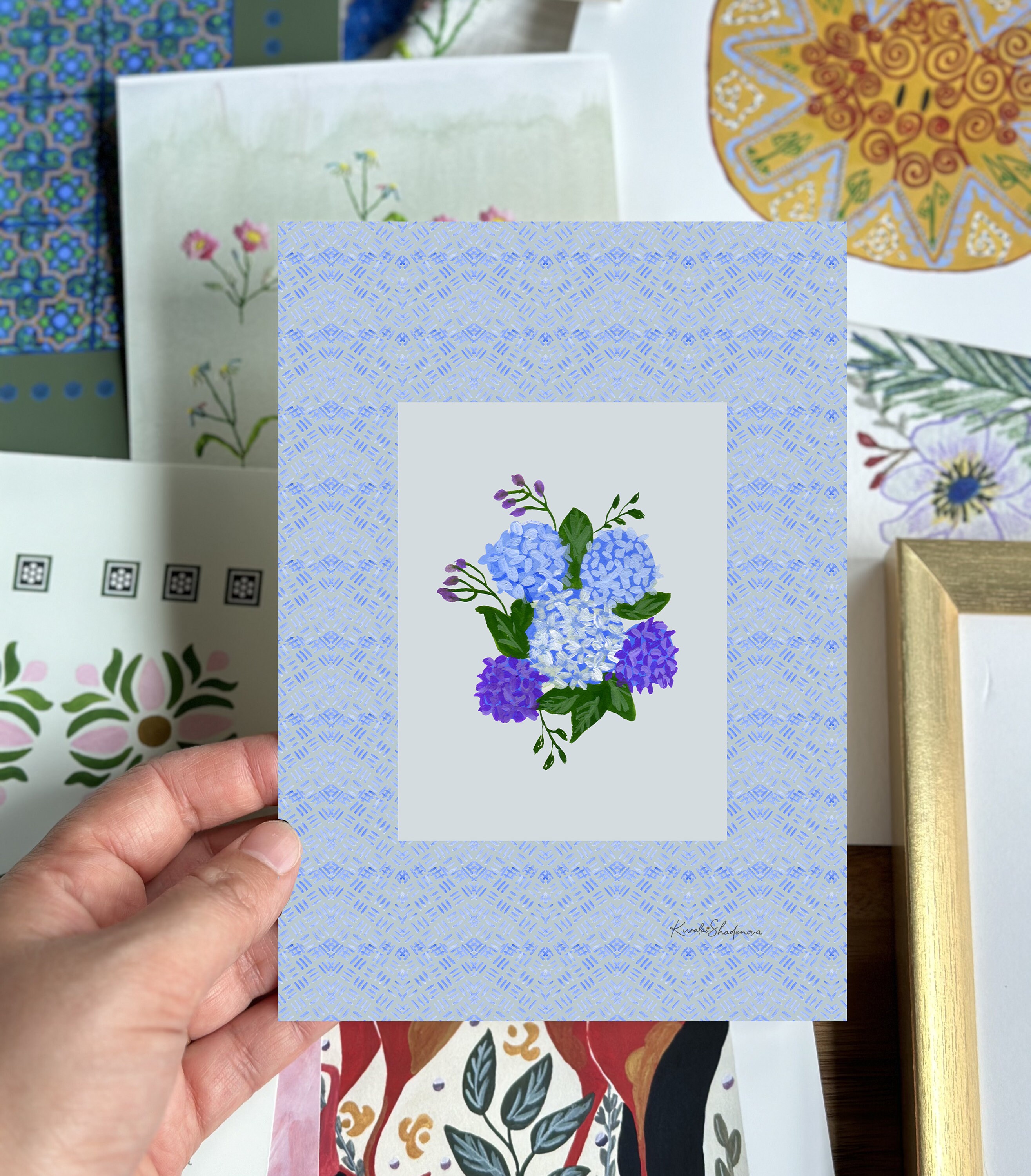 Blue Purple Hydrangea Art Print Floral Interior Decor Unique Wall ...