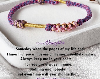 To My Daughter - Mother And Daughter A Link That Can Never Be Undone Peach Blossom Knot Bracelet,Gifts For Her,Birthday Gift