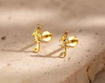 Dainty Koi Fish Labret, 16G/18G, Titanium Flat Back Earring