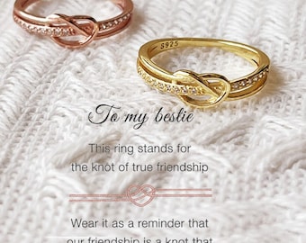 Friendship Double Band Knot Ring,925 Sterling Silver,Christmas Gift for Her