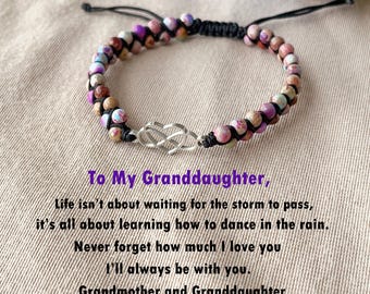 Granddaughter Infinity Heart Bracelet: Adjustable Beaded Gift