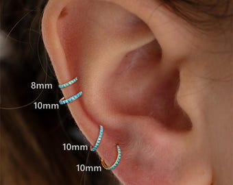 16G Piercing Turquoise Ring,Septum Clicker Ring,Surgical Steel Septum Nose Ring,Daith/Rook/Conch/Conch Hoop Earring,Hypoallergenic Hoop