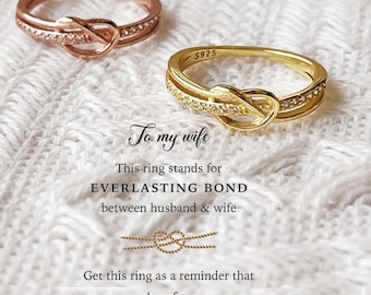 To My Wife Double Band Knot Ring,925 Sterling Silver,Christmas Gift for Her
