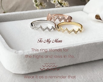 Anillo de plata de ley con altibajos: regalo para madre e hija