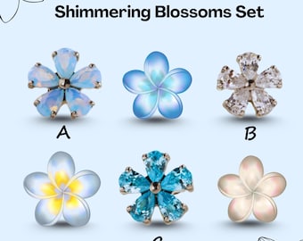 Flower Cartilage Stud Earring, Gold Titanium Helix Conch Tragus, 16G 18G