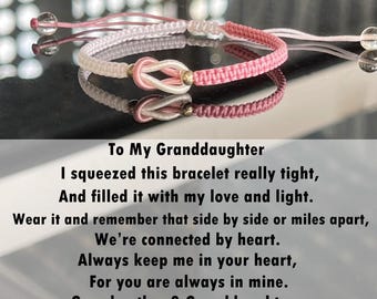 To My Granddaughter - Grandmother & Granddaughter a Link That Can Never Be Undone Pink And White Bracelet,Birthday Gift,Christmas Gift