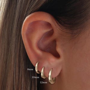 チタン製ヒンジフープピアス、キュービックジルコニア、ミニマルスタイル、8/10/12mm