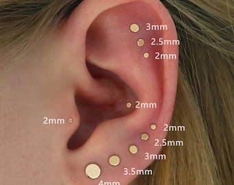 Titanium Flat Circle Labret, Threadless Push Pin Stud, Minimalist Piercing,Cartilage Stud