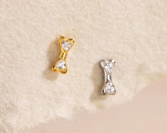 Dog Bone Labret Stud, Titanium Internally Threaded Tragus Jewelry