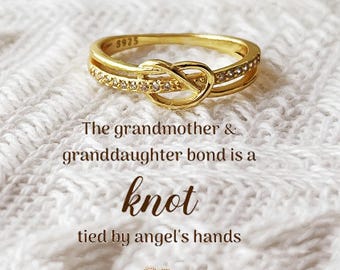 Grandmother and Granddaughter Double Band Knot Ring,925 Sterling Silver,Christmas Gift for Her