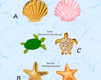 Starfish Sea Turtle Stud, 16G/18G Internally Threaded Labret, Titanium Helix Earring