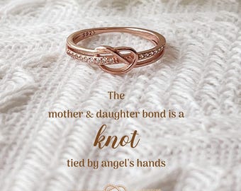 Mother and Daughter Double Band Knot Ring,925 Sterling Silver,Christmas Gift for Her