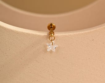 Star Dangle Titanium Labret, Tragus Conch Earring